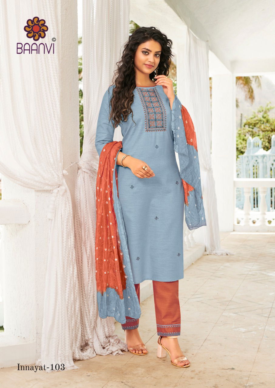 Baanvi Innayat Limca  Ethnic Wear  Heavy Cotton With Embroidery Kurti With Bottom Collection 